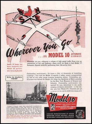 1952 Western Railroad Supply Chicago Model 10 Automatic Train Signals Print Ad