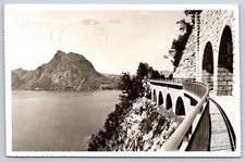 Vintage Switzerland LUGANO Mt San Salvatore Lake Road Rppc 1953