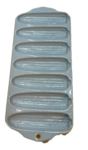 VTG Griswold Cast Iron Crispy Cornstick Pan # 930 Yellow And Cream Enamel 13"x6"