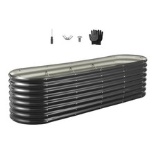 Uimoso Metal Raised Garden Bed Galvanized Planter Box 8x2x2 ft Dark Gray Outdoor