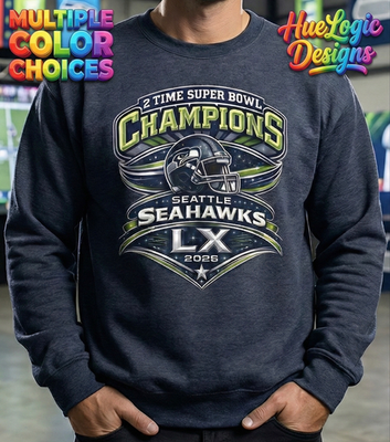 #ad 2026 Seahawks 2X Super Bowl LX Champions Sweatshirt Seattle Football $22.99