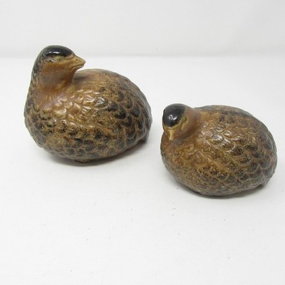 Vintage Otagiri Stoneware Quails Set of 2 Mom & Chick Made in Japan OMC
