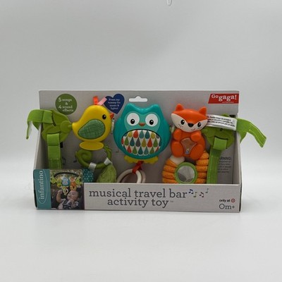 Infantino Go Gaga Musical Travel Bar Activity Toy Stroller Car Seat Owl Fox Bird