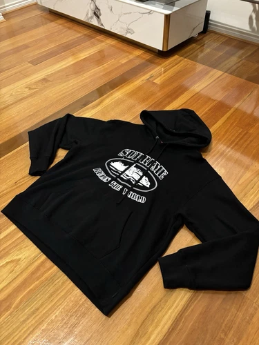 Supreme x Corteiz Rules the World Hoodie Black ✅ Brand New Without Tags Size M