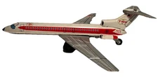 Vintage TWA Boeing 727  Tin Jet Airplane Made In Japan, Works! (B253)