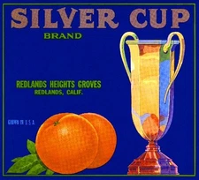 Redlands San Bernardino County Silver Cup Orange Citrus Fruit Crate Label Print