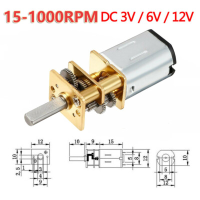 3V 6V 12V DC Mini N20 Getriebemotor langsam Geschwindigkeit Vollmetall Getriebe