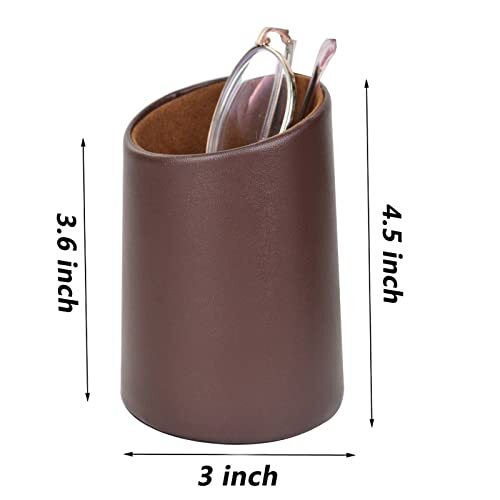 2 Pack Eyeglasses Holder PU Leather Glasses Stand Case Holder for Desks Brown - Picture 3 of 6