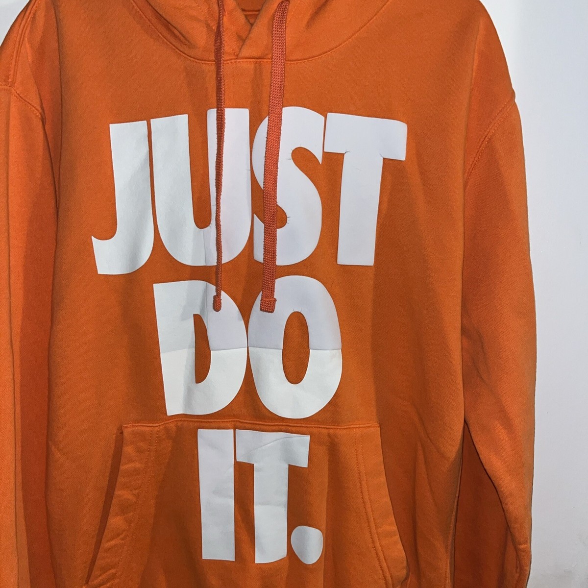 NIKE JUST DO IT Orange Hooded Pullover Sweatshirt Hoodie, Vintage