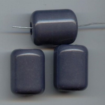 6 VINTAGE SLATE GREY ACRYLIC 32x25mm. SMOOTH BARREL BEADS 6056