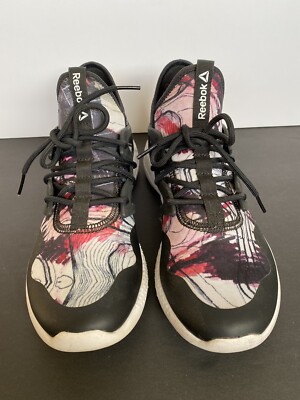 Reebok Womens Hayasu AQ9885 Black White Running Shoes Lace Up Low