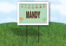 MANDY WELCOME BABY GREEN 18 in x 24 in Yard Sign Road Sign with Stand