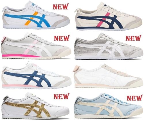 SCARPE ASICS ONITSUKA TIGER MEXICO 66 DONNA BIANCO ROSA 1182A129 100% PELLE - Picture 1 of 60
