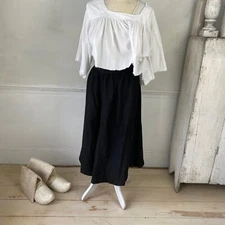 Antique Wool Skirt French Victorian Garment Black Skirt Late 19th Century Skirt