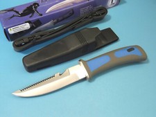 DIVING Knife 210424BL Blue Grey 9" overall / snap lock sheath straps NEW