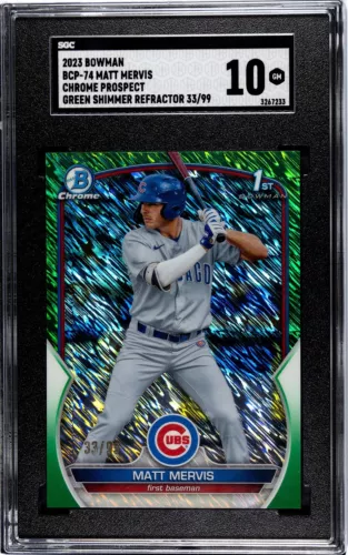 2023 Bowman Chrome Prospects Green Shimmer Matt Mervis /99 SGC 10 GEM MINT