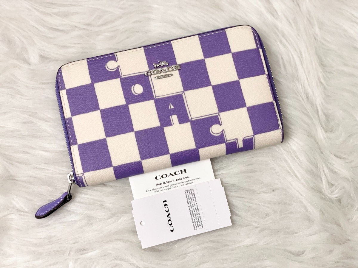 NWT Coach Medium Id Zip Wallet With Checkerboard Print CR789 | eBay