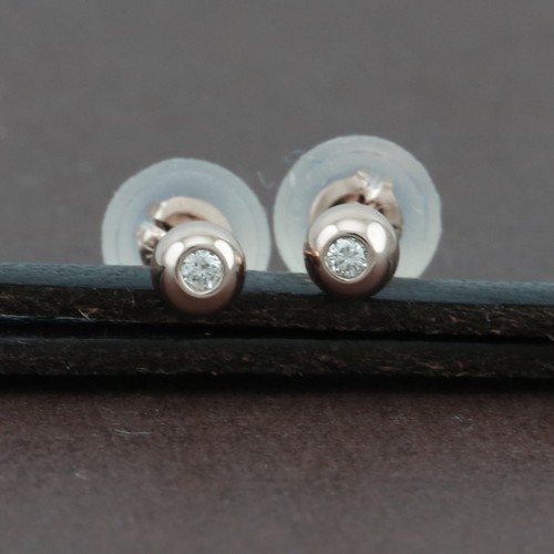 Pendientes de bola de diamante genuinos 18CT RG 3 mm - 1 par - Imagen 4 de 7