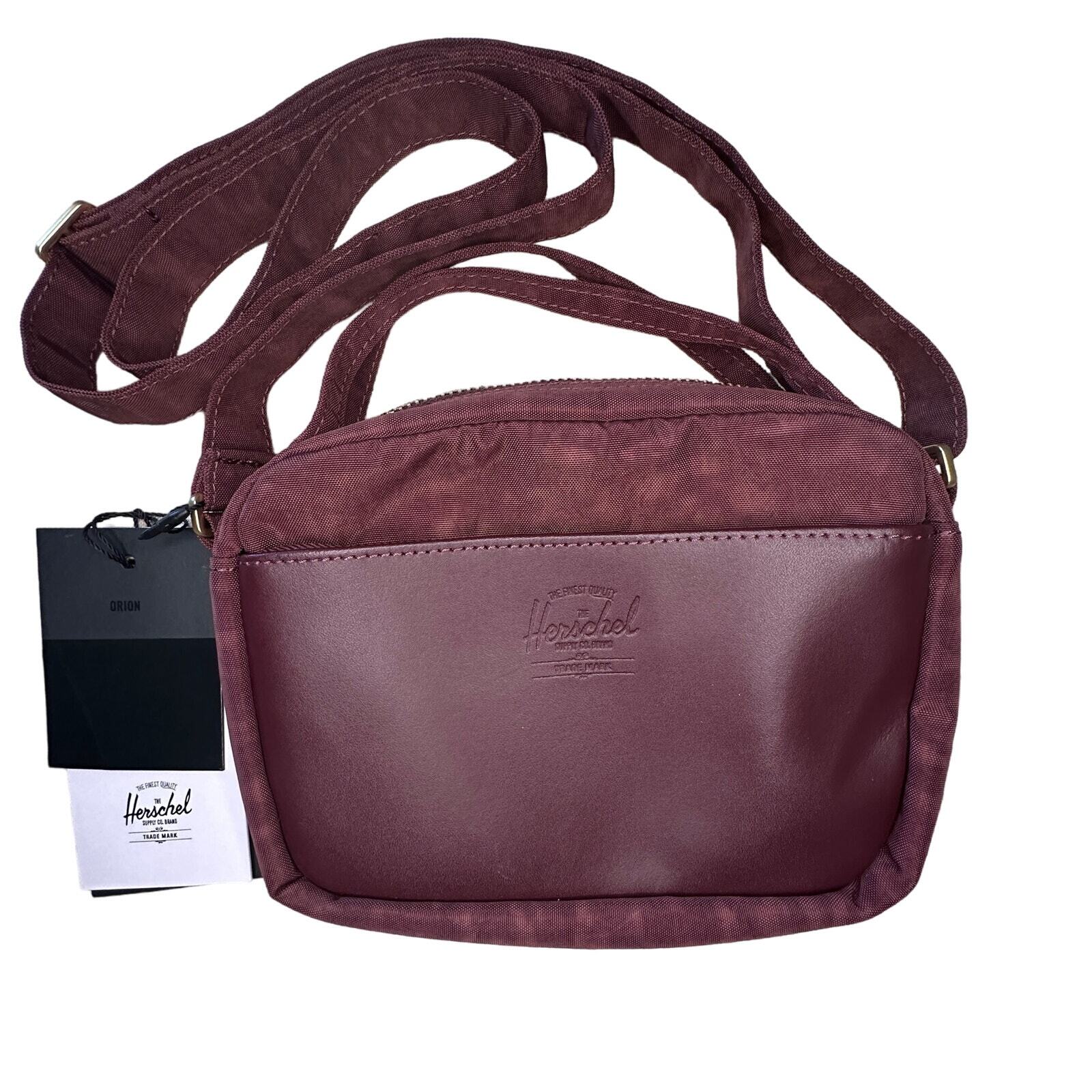 Herschel Supply Co Orion Mini Crossbody Bag Maroon Nylon Zip Adjustable Strap