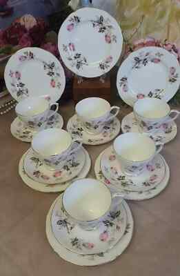 Herzogin Rosa Rosen Bone China Teeservice 18 Teile TEA TRIO