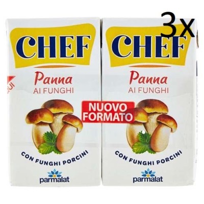 3x Parmalat Panna chef ai funghi Kochcreme Sahne mit Steinpilzen pilze 2x125g