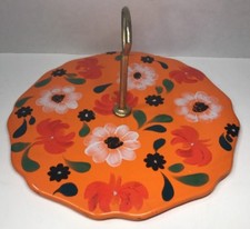 Rare Plateau De LONGWY Décor Floral Grand Feu France 🇫🇷 D 29,5 Cm