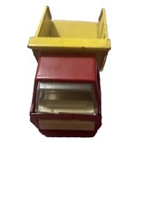 VINTAGE MINI 5" TONKA DUMP TRUCK RED AND YELLOW PRESSED STEEL 4 Wheels