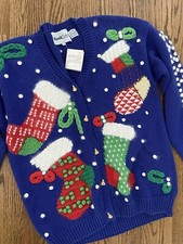 Vintage NWT IsKnitCute Hand Knit Ugly Christmas Sweater Holy Grail 2XL Stocking