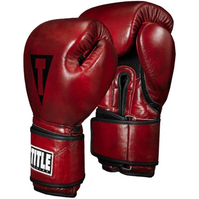 Title Boxing Blood Red Leather Bag Gloves