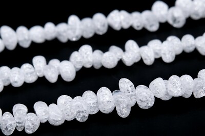 9x6MM White Crystal Quartz Crack Pattern Pebble Chips Grade AAA Natural Beads