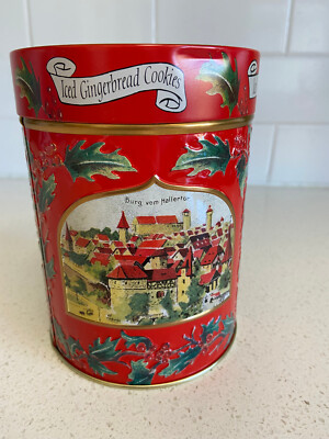 Lambertz Aachen 1999 Germany Iced Gingerbread Cookie Tin & Music Box Xmas Carol