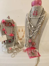 Lot Of Pink, Silver And Gold Jewelry  All Wearable Or Resell New And Pre-owned
