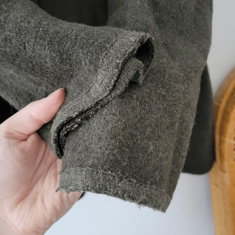 Abrigo austriaco vintage de lana hervida/alpaca verde militar Wilde Manda Geisswein Foto 4 de 4