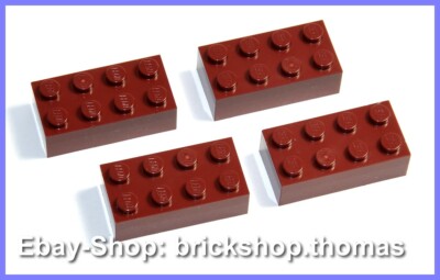 Lego 4 x Bausteine Steine dunkelrot 2x4 - 3001 Basic Bricks Dark Red - NEU / NEW