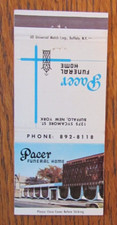 MATCHORAMA MATCHBOOK COVER: PACER FUNERAL HOME BUFFALO, NY EMPTY MATCHCOVER -D17