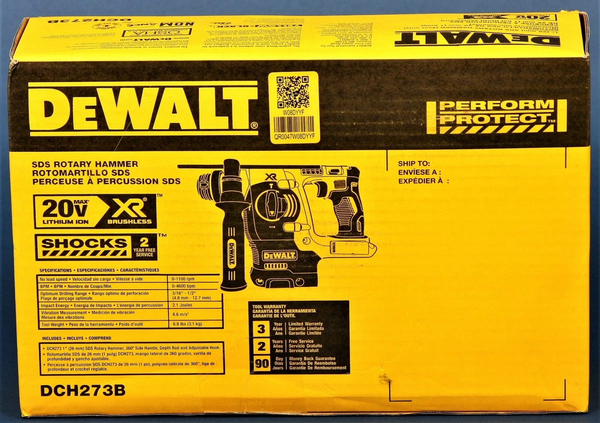 DEWALT DCH273B 20V Max XR Brushless L Shape SDS Plus Rotary Hammer