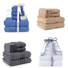 6 PC Soft Cotton Towel Set Premium Bath, Hand Towels Washcloths Compact, Durable