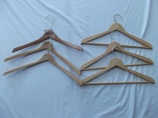 vtg lot 6 wood clothes hanger 18in bar flat suit curved Marshall Fields