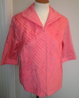 $128 Samuel Dong Coral Zipped Pleated Summer Cotton Blouse Top M Medium $128 Samuel Dong Coral Zipped Pleated Summer Cotton Blouse Top M Medium