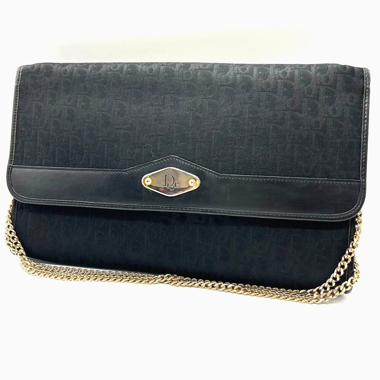 Sac bandoulière Christian Dior trotteur toile chaîne noir authentique 0059