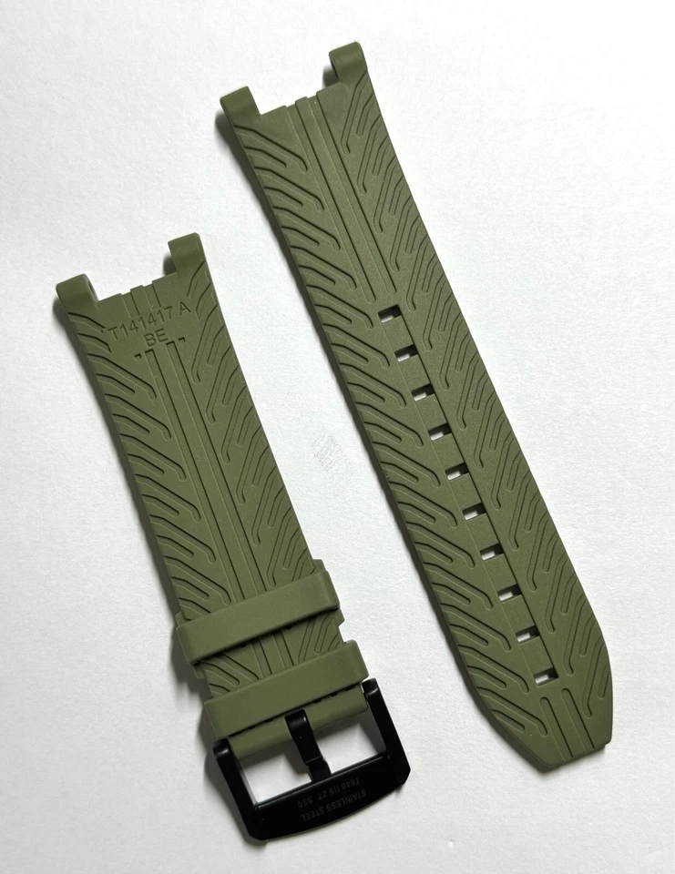 Correa de reloj de goma original Tissot T-Race T141417B VERDE con hebilla negra Foto 3 de 4