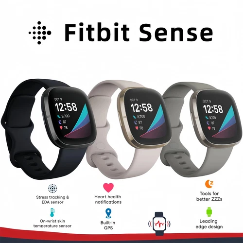 Google Fitbit Sense Health and Fitness Smartwatch with built-in GPS, advanced