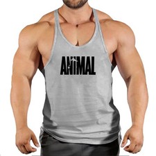 Men Tank Top Bodybuilding Gym Workout Fitness Cotton Sleeveless Stringer Vest.