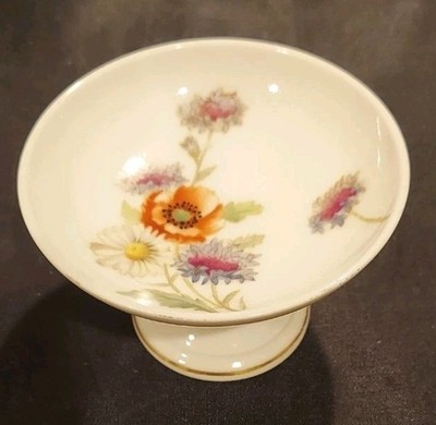 Vintage Porcelain Flower Gold Rim Trinket Dish 