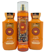 Bath  Body Works LOT of 3 Bottles Glazed Pumpkin Fragrance Mist Spray Lotion 8