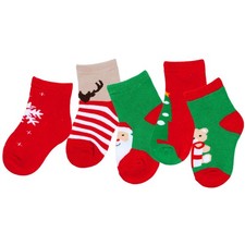 5 Pairs Kids Christmas Socks Cute Holiday Socks for Toddlers