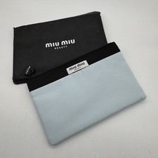 Miu Miu Beauty Small Pouch In Sky Blue  Black Color With Dustbag