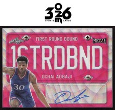2021-22 Leaf Metal Ochai Agbaji First Round Bound Autographs Pink Wave #/20