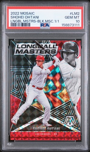 2022 PANINI MOSAIC LONGBALL MASTERS BLACK MOSAIC 1/1 SHOHEI OHTANI 1/1 PSA 10