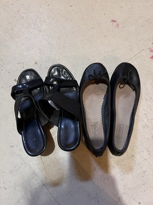 TOPSHOP Black Faux Leather Ballet Flat Slip-On Bow Round Toe Women s US 5.5